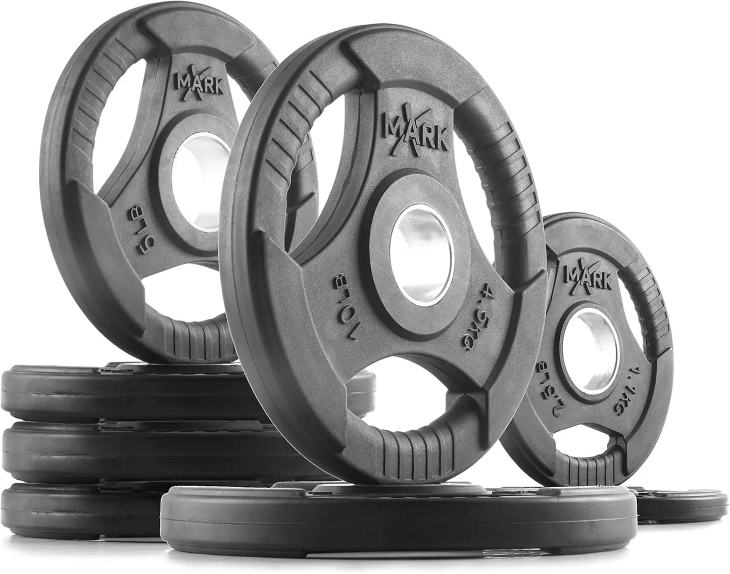 Pair or Set of Weight Plates, Rubber Coated Exercise Weights for Barbell, Strength Training Weight Set for Home Gym