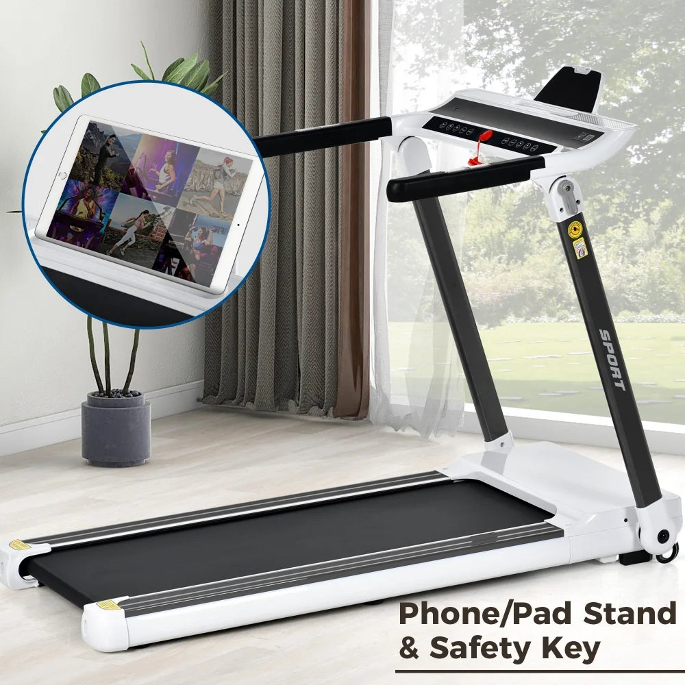 Under Desk Treadmill, 3.5HP Electric Folding Treadmills for Home Portable Installation-Free, Walking Treadmill for Office under Desk, Workout Equipment with Remote Control, White