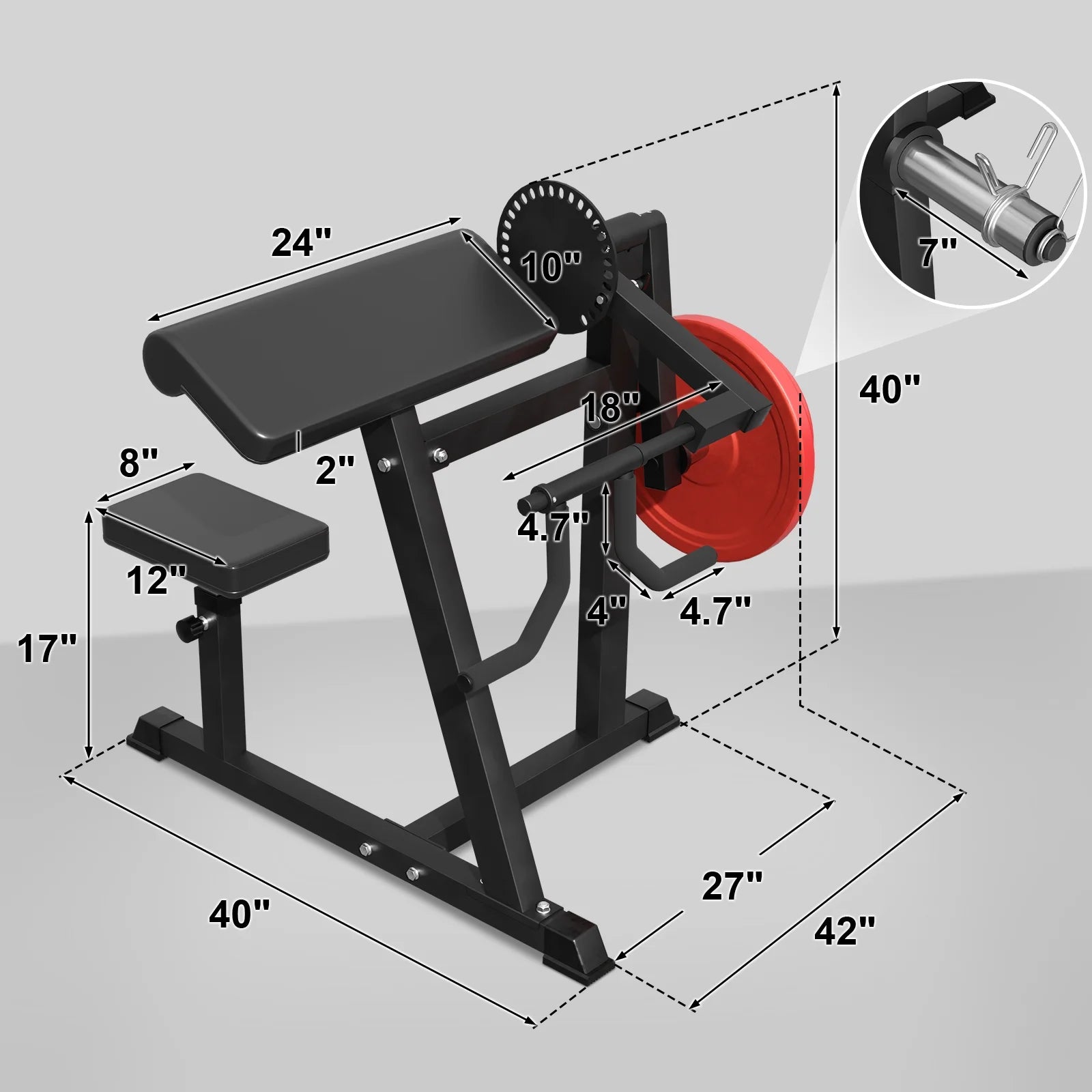 Bicep Tricep Preacher Curl Machine, Adjustable Seat, 2 in 1 Plate-Loaded Preacher Curl Machine for Home Gym