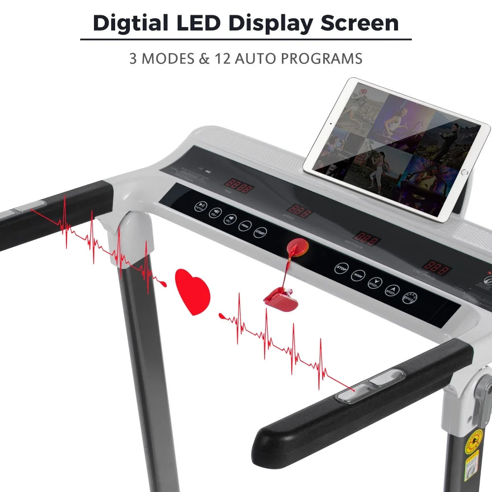 Under Desk Treadmill, 3.5HP Electric Folding Treadmills for Home Portable Installation-Free, Walking Treadmill for Office under Desk, Workout Equipment with Remote Control, White