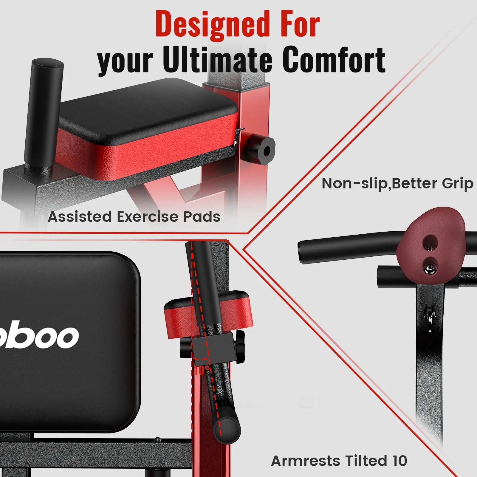 Power Tower Pull up Bar Dip Station with Resistance Assisted Pad Multi-Function Adjustable Height Home Gym Strength Training Fitness Workout Equipment 480 LBS