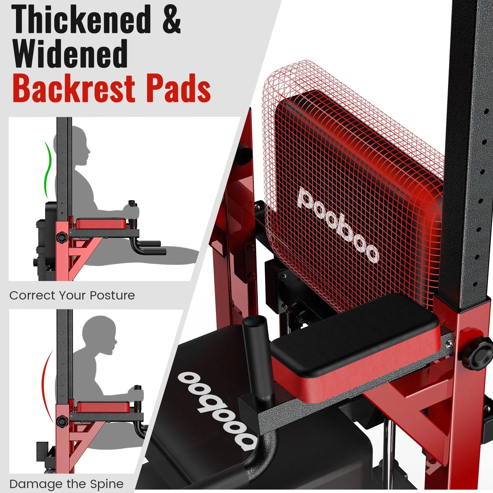 Power Tower Pull up Bar Dip Station with Resistance Assisted Pad Multi-Function Adjustable Height Home Gym Strength Training Fitness Workout Equipment 480 LBS