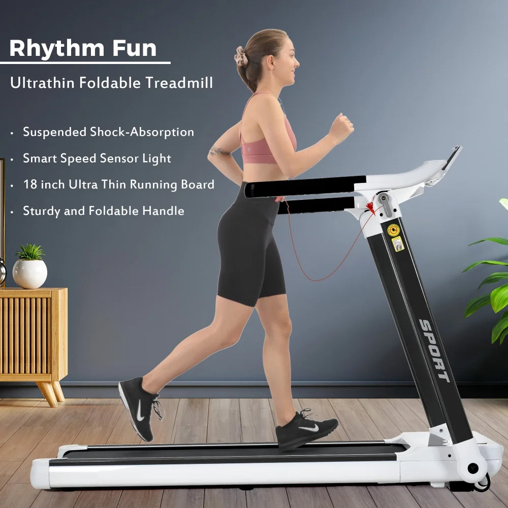 Under Desk Treadmill, 3.5HP Electric Folding Treadmills for Home Portable Installation-Free, Walking Treadmill for Office under Desk, Workout Equipment with Remote Control, White