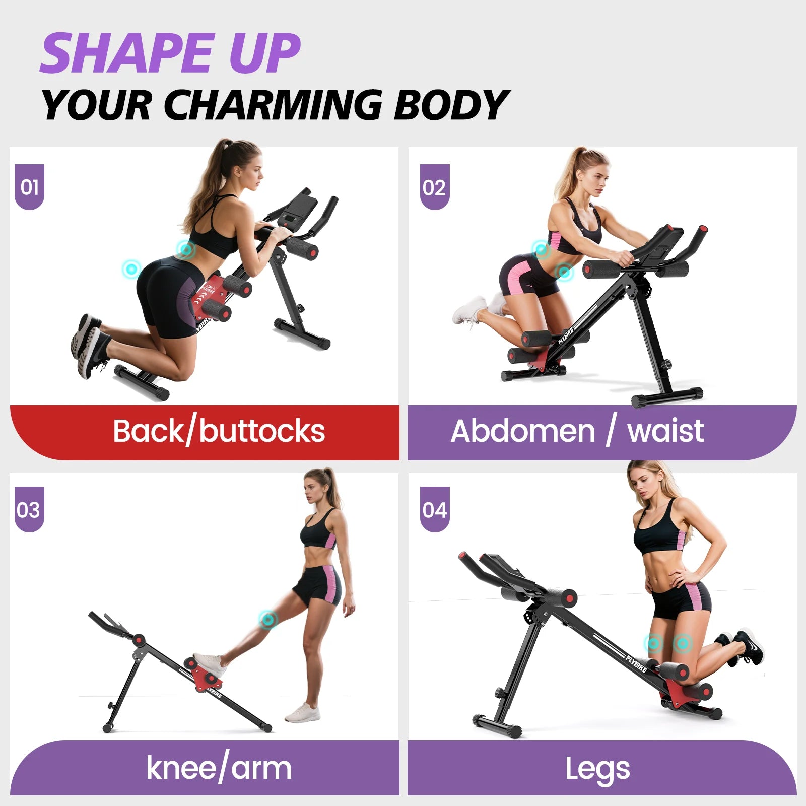 Adjustable Ab Workout Equipment, Full Body Strength Training, Foldable Waist Trainer, 330 Lb Capacity