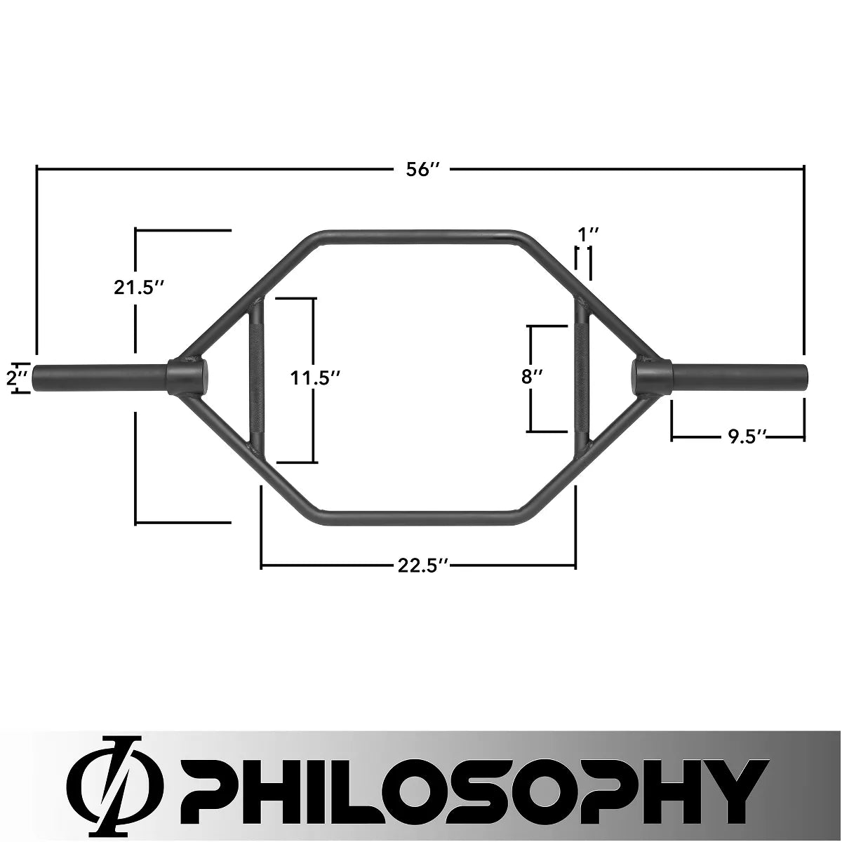 Philosophy Gym 2" Olympic Hex Trap Bar - Pro Barbell for Deadlifts, Shrugs & Squats